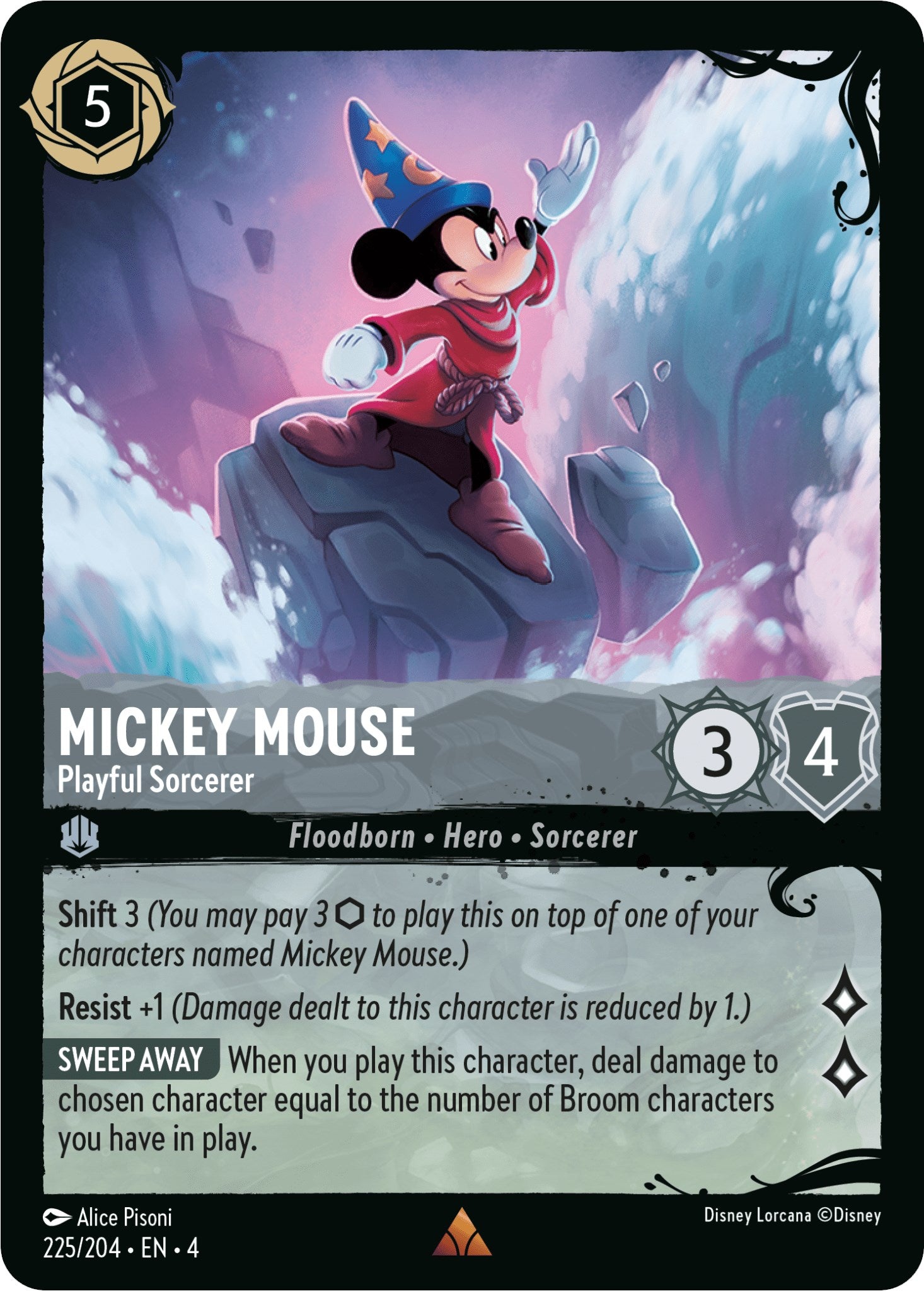 Mickey Mouse - Playful Sorcerer (225/204) (225/204) [Illumineer's Quest: Deep Trouble] - Disney - Card Brawlers | Quebec | Canada |
