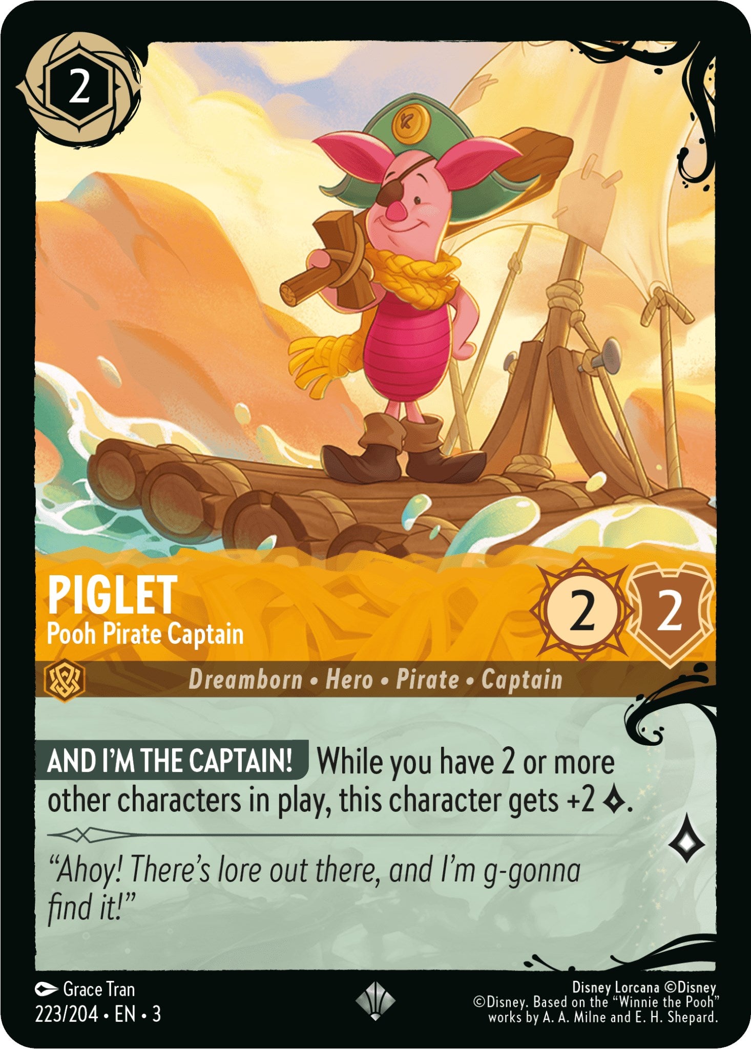 Piglet - Pooh Pirate Captain (223/204) [Ursula's Return] - Disney - Card Brawlers | Quebec | Canada |