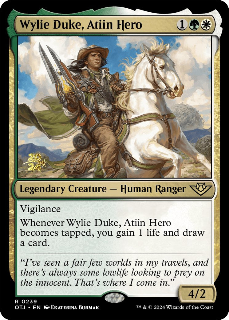 Wylie Duke, Atiin Hero [Outlaws of Thunder Junction Prerelease Promos] - Magic: The Gathering - Card Brawlers | Quebec | Canada |