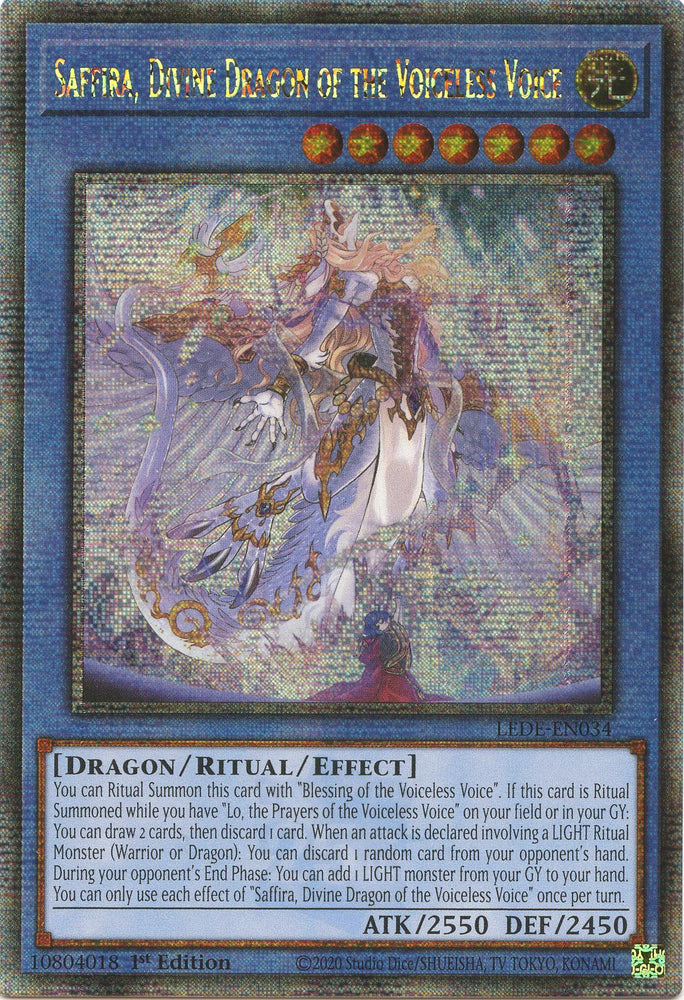 Saffira, Divine Dragon of the Voiceless Voice (Quarter Century Secret Rare) [LEDE-EN034] Quarter Century Secret Rare - Card Brawlers | Quebec | Canada | Yu-Gi-Oh!