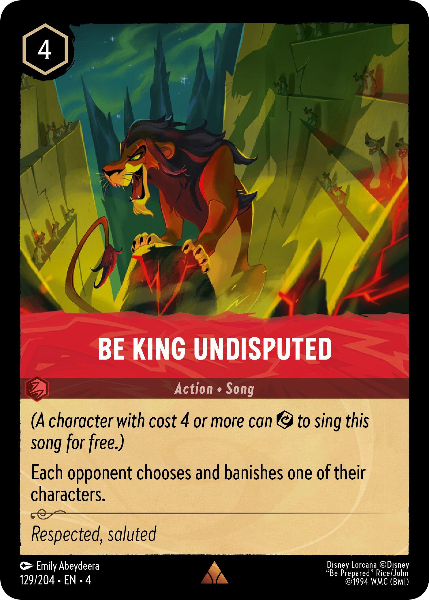 Be King Undisputed (129/204) [Ursula's Return] - Disney - Card Brawlers | Quebec | Canada |