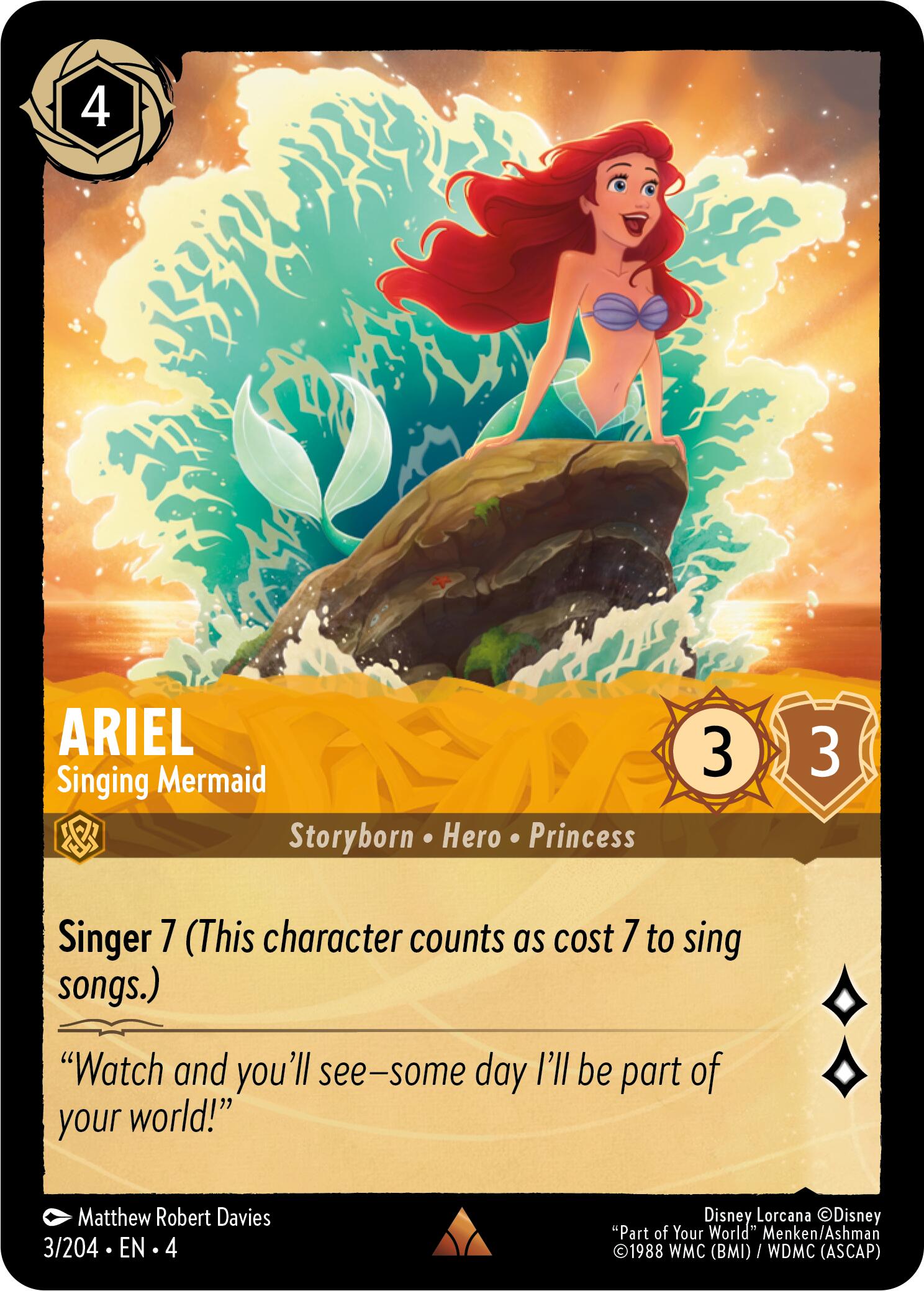 Ariel - Singing Mermaid (3/204) [Ursula's Return] - Disney - Card Brawlers | Quebec | Canada |