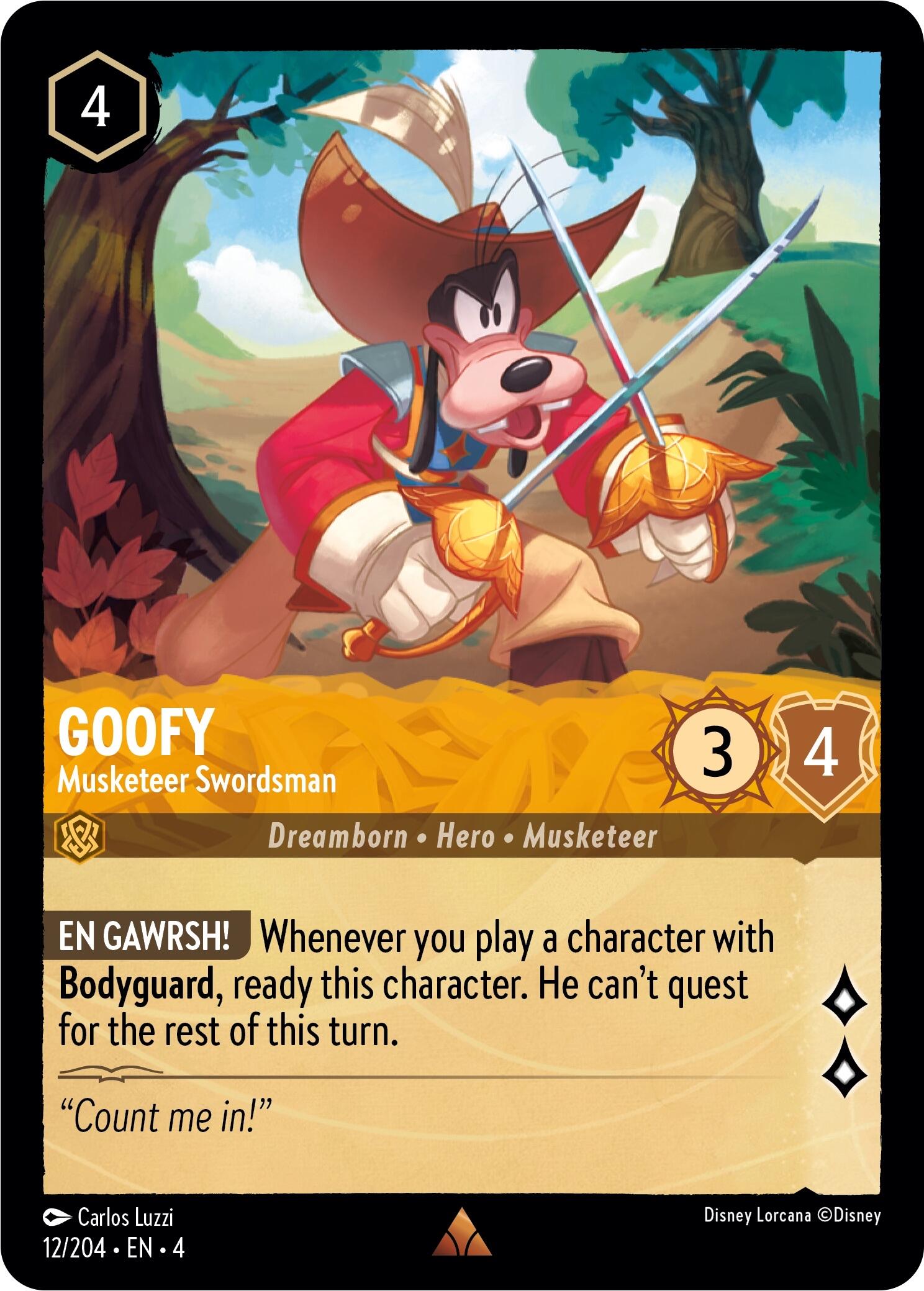 Goofy - Musketeer Swordsman (12/204) [Ursula's Return] - Disney - Card Brawlers | Quebec | Canada |