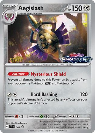 Aegislash (060) (Staff Prerelease Promo) [Scarlet & Violet: Black Star Promos] - Pokémon - Card Brawlers | Quebec | Canada |