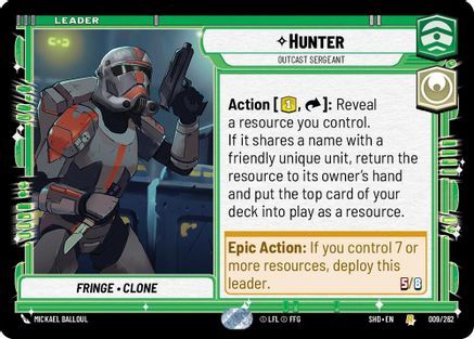Hunter - Outcast Sergeant (009/262) (009/262) [Shadows of the Galaxy] - Fantasy Flight Games - Card Brawlers | Quebec | Canada |