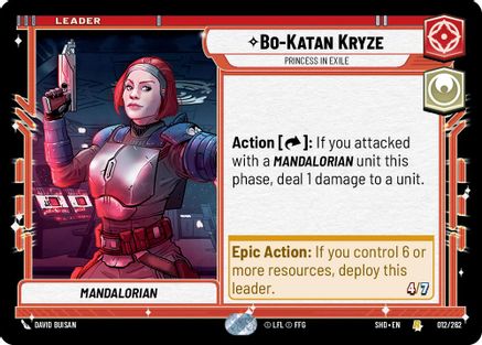 Bo-Katan Kryze - Princess in Exile (012/262) (012/262) [Shadows of the Galaxy] - Fantasy Flight Games - Card Brawlers | Quebec | Canada |