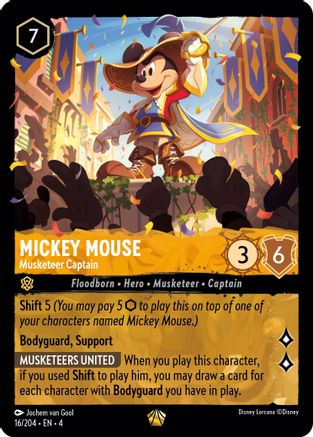 Mickey Mouse - Musketeer Captain (16/204) [Ursula's Return] - Disney - Card Brawlers | Quebec | Canada |
