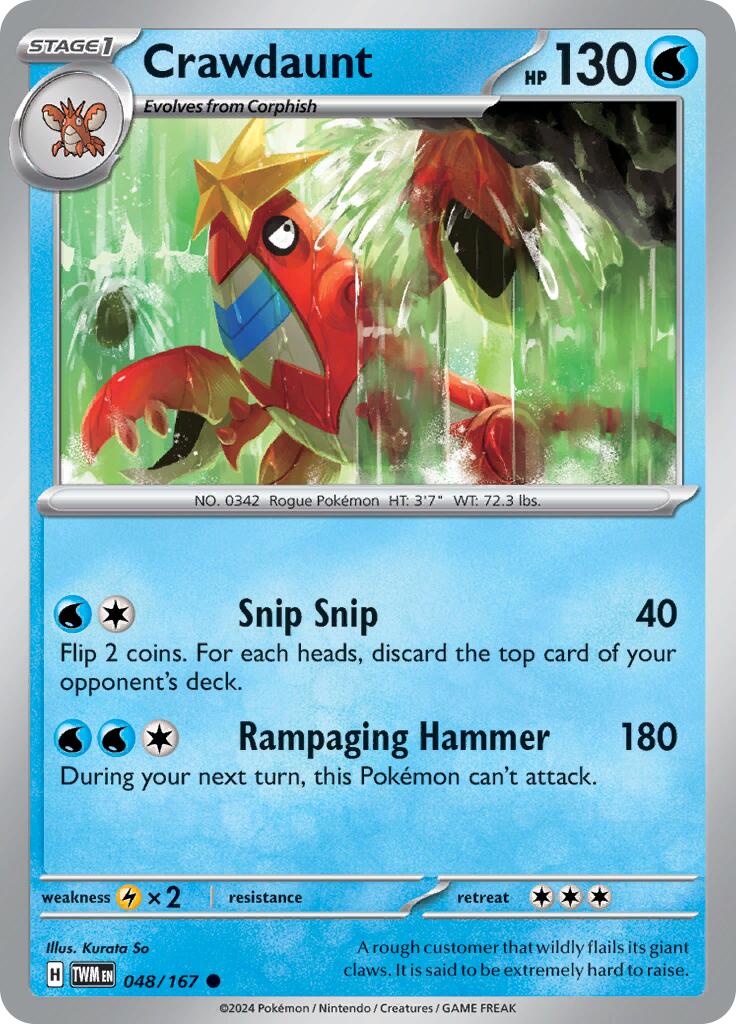 Crawdaunt (048/167) [Scarlet & Violet: Twilight Masquerade] - Pokémon - Card Brawlers | Quebec | Canada |