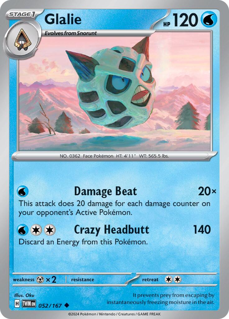 Glalie (052/167) [Scarlet & Violet: Twilight Masquerade] - Pokémon - Card Brawlers | Quebec | Canada |