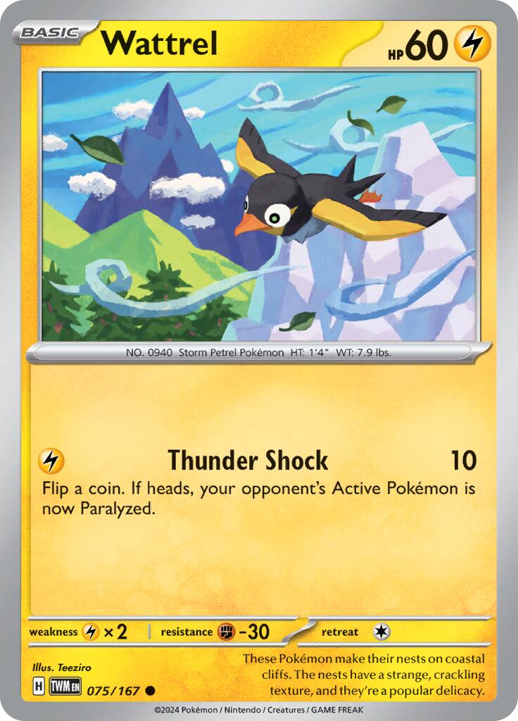 Wattrel (075/167) [Scarlet & Violet: Twilight Masquerade] - Pokémon - Card Brawlers | Quebec | Canada |