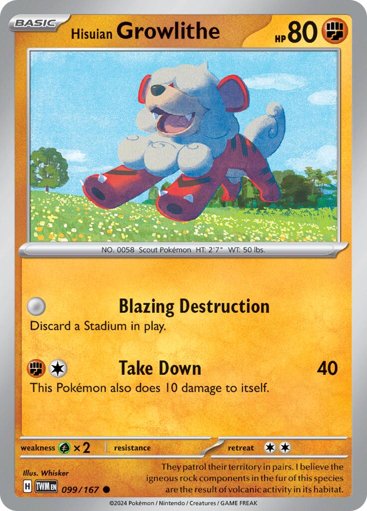 Hisuian Growlithe (099/167) [Scarlet & Violet: Twilight Masquerade] - Pokémon - Card Brawlers | Quebec | Canada |