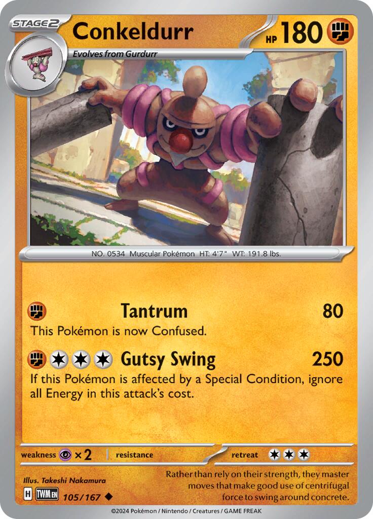 Conkeldurr (105/167) [Scarlet & Violet: Twilight Masquerade] - Pokémon - Card Brawlers | Quebec | Canada |