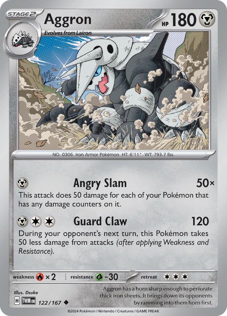 Aggron (122/167) [Scarlet & Violet: Twilight Masquerade] - Pokémon - Card Brawlers | Quebec | Canada |