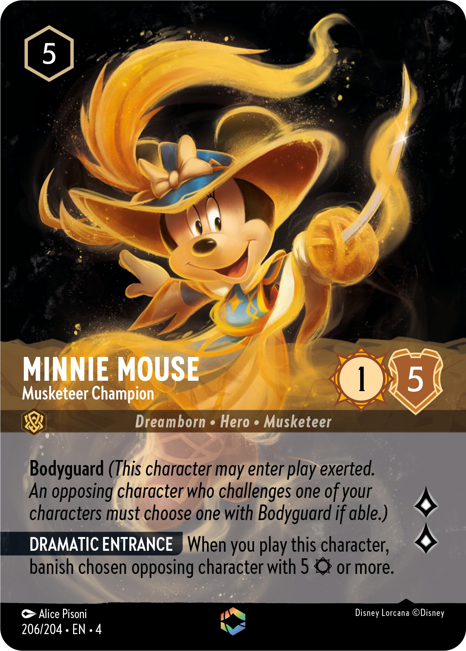 Minnie Mouse - Musketeer Champion (Enchanted) (206/204) [Ursula's Return] - Disney - Card Brawlers | Quebec | Canada |
