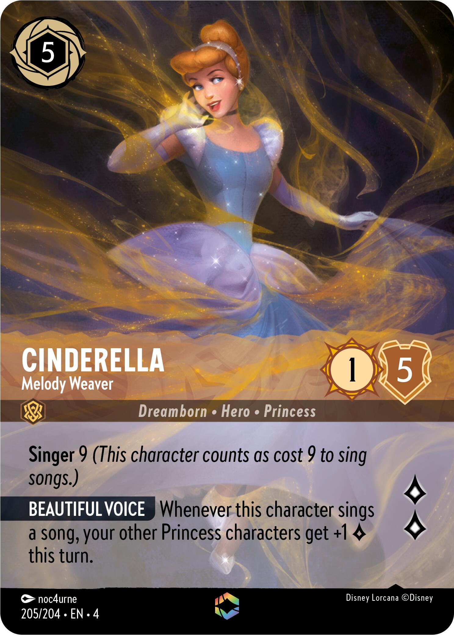 Cinderella - Melody Weaver (Enchanted) (205/204) [Ursula's Return] - Disney - Card Brawlers | Quebec | Canada |