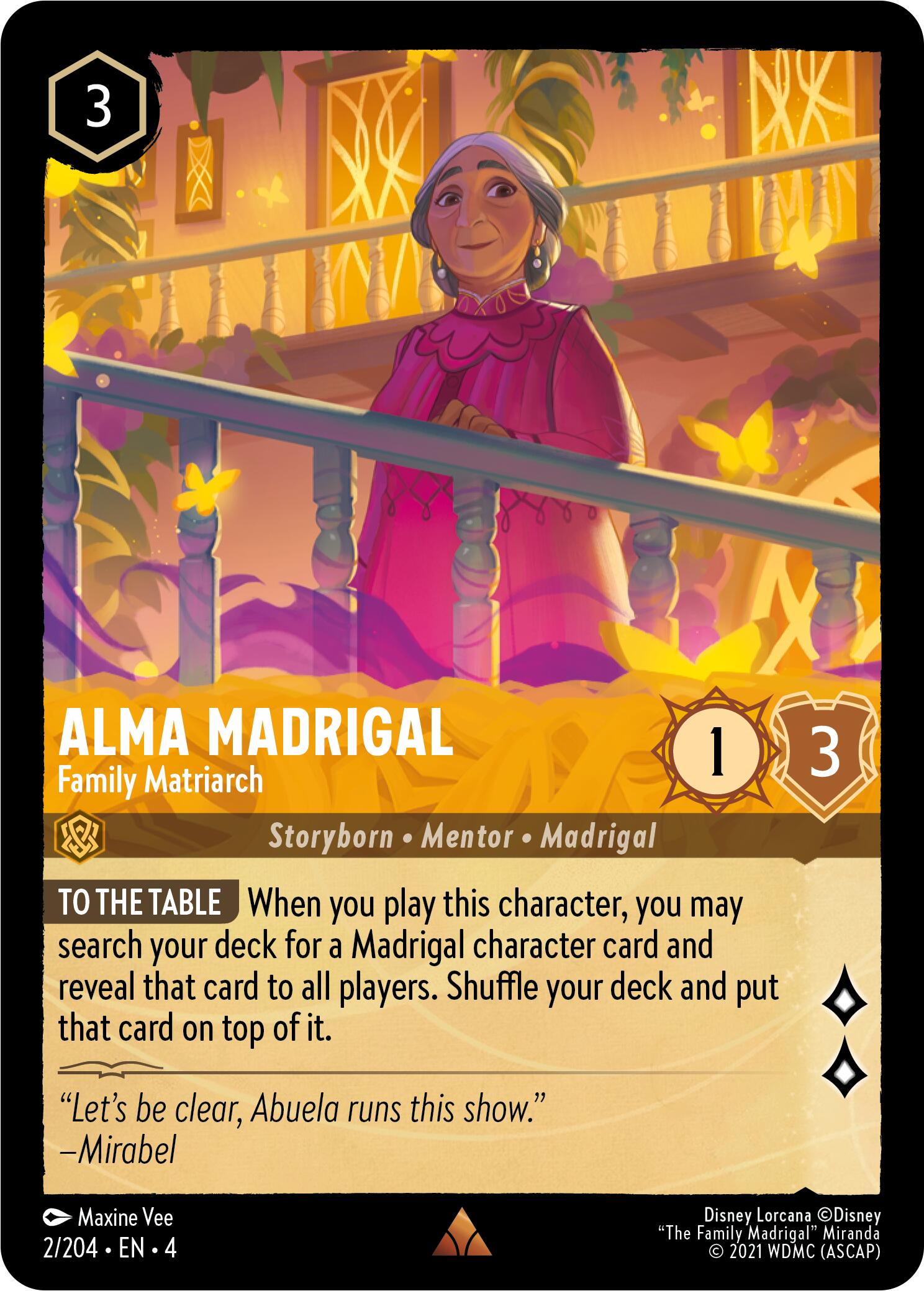 Alma Madrigal - Family Matriarch (2/204) [Ursula's Return] - Disney - Card Brawlers | Quebec | Canada |