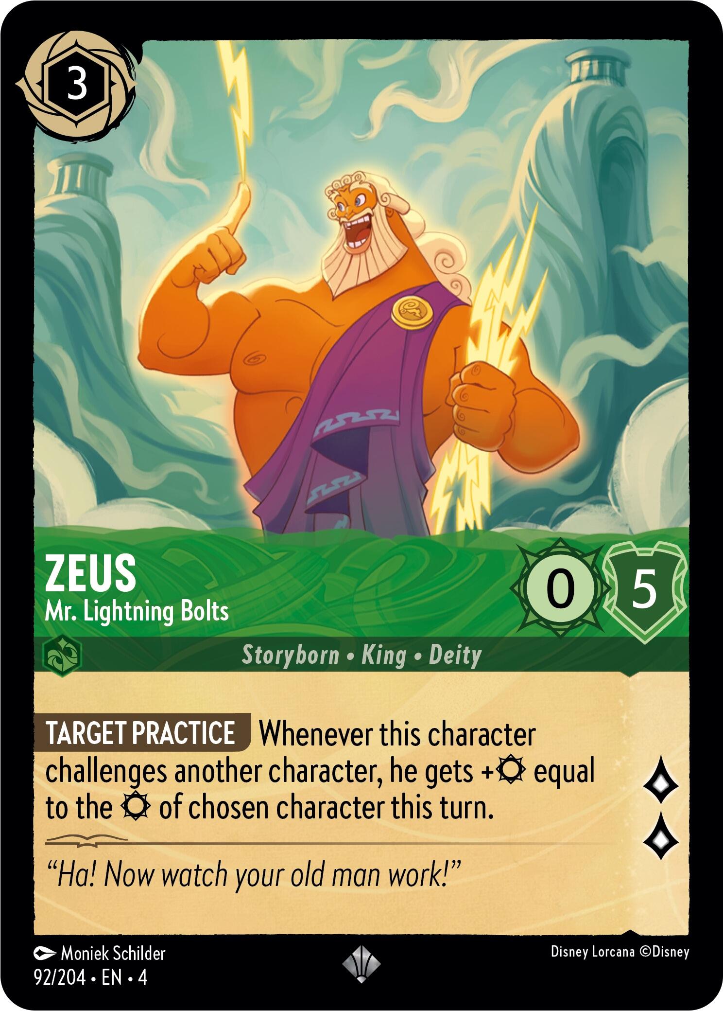 Zeus - Mr. Lightning Bolts (92/204) [Ursula's Return] - Disney - Card Brawlers | Quebec | Canada |