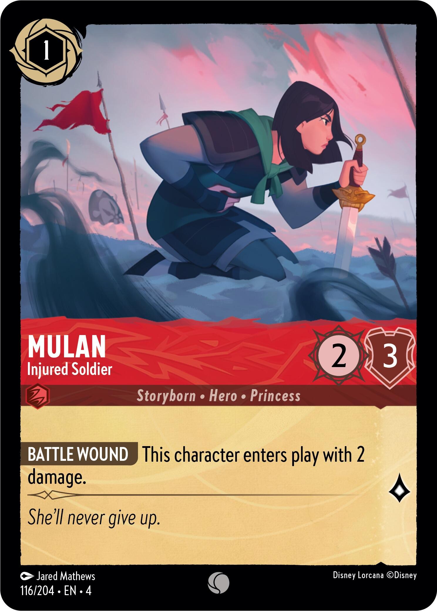 Mulan - Injured Soldier (116/204) [Ursula's Return] - Disney - Card Brawlers | Quebec | Canada |