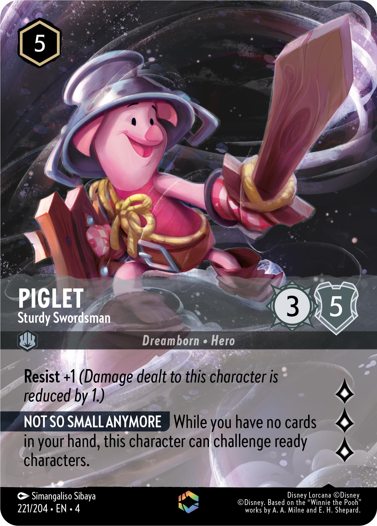 Piglet - Sturdy Swordsman (Enchanted) (221/204) [Ursula's Return] - Disney - Card Brawlers | Quebec | Canada |