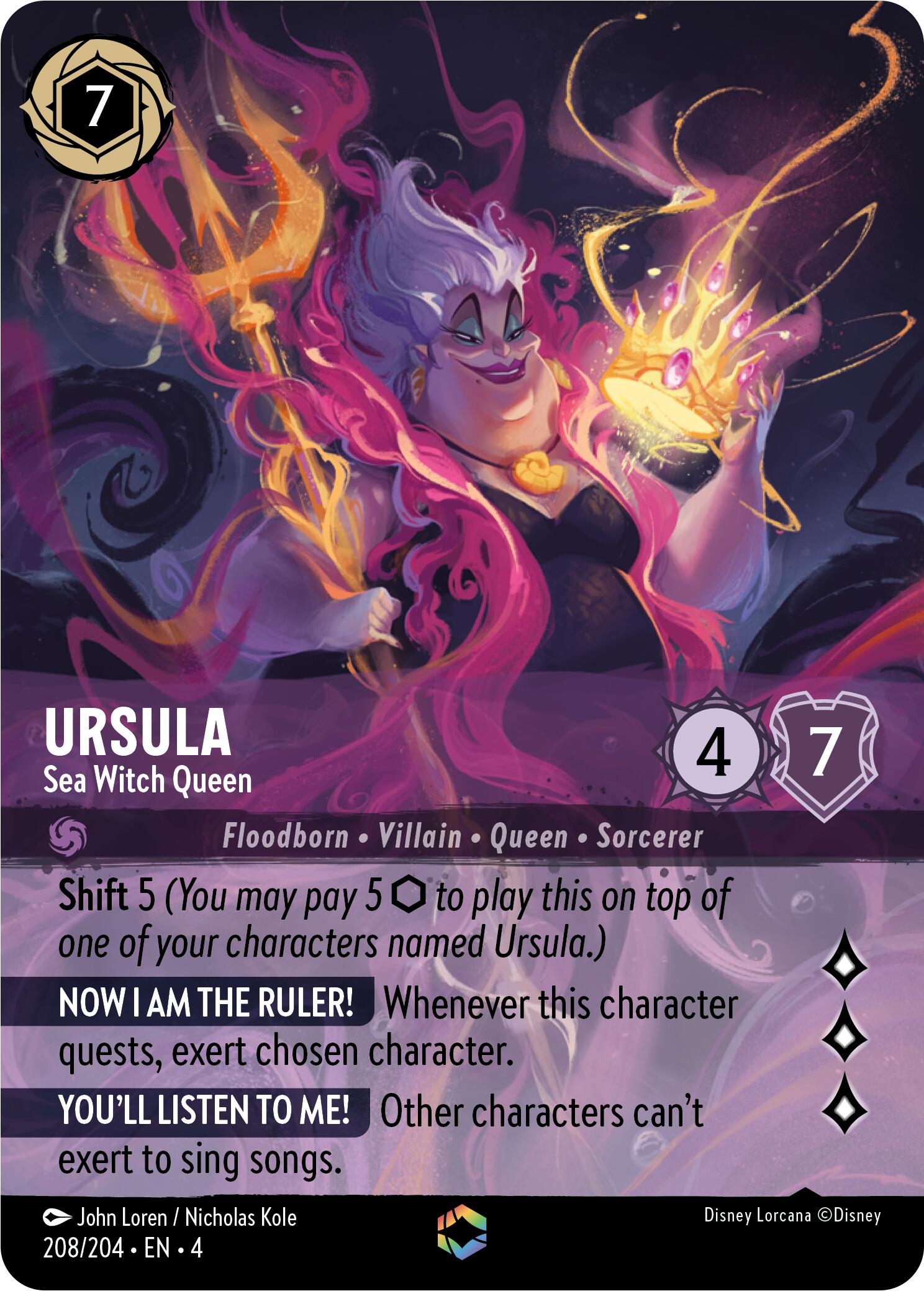 Ursula - Sea Witch Queen (Enchanted) (208/204) [Ursula's Return] - Disney - Card Brawlers | Quebec | Canada |