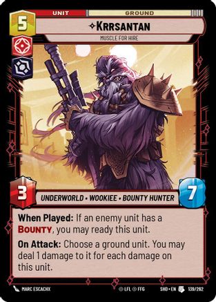 Krrsantan - Muscle for Hire (139/262) (139/262) [Shadows of the Galaxy] - Fantasy Flight Games - Card Brawlers | Quebec | Canada |