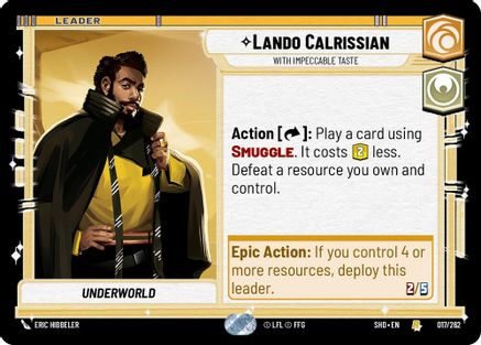 Lando Calrissian - With Impeccable Taste (017/262) (017/262) [Shadows of the Galaxy] - Fantasy Flight Games - Card Brawlers | Quebec | Canada |