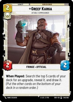 Greef Karga - Affable Commissioner (245/262) (245/262) [Shadows of the Galaxy] - Fantasy Flight Games - Card Brawlers | Quebec | Canada |