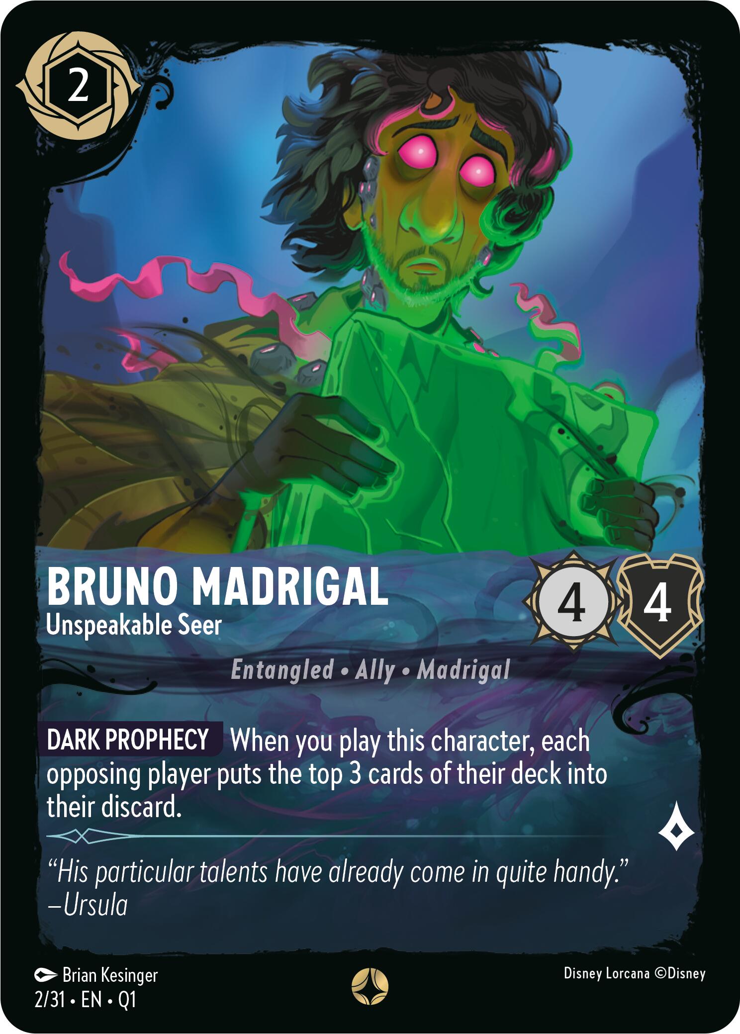 Bruno Madrigal - Unspeakable Seer (2/31) [Illumineer's Quest: Deep Trouble] - Disney - Card Brawlers | Quebec | Canada |