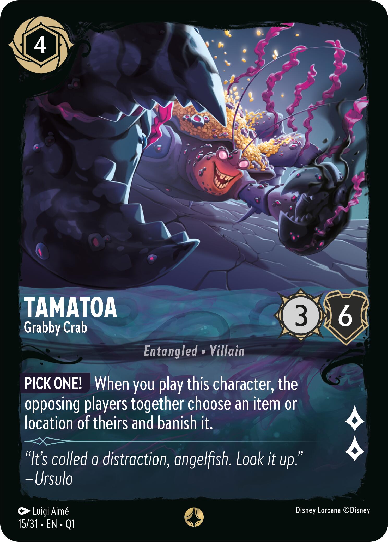 Tamatoa - Grabby Crab (15/31) [Illumineer's Quest: Deep Trouble] - Disney - Card Brawlers | Quebec | Canada |