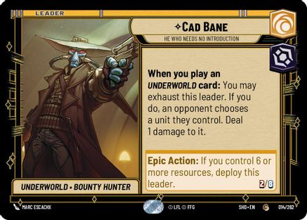 Cad Bane - He Who Needs No Introduction (014/262) (014/262) [Shadows of the Galaxy] - Fantasy Flight Games - Card Brawlers | Quebec | Canada |