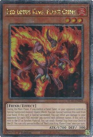 Red Lotus King, Flame Crime (Quarter Century Secret Rare) [BLTR-EN028] Quarter Century Secret Rare - Yu-Gi-Oh! - Card Brawlers | Quebec | Canada |