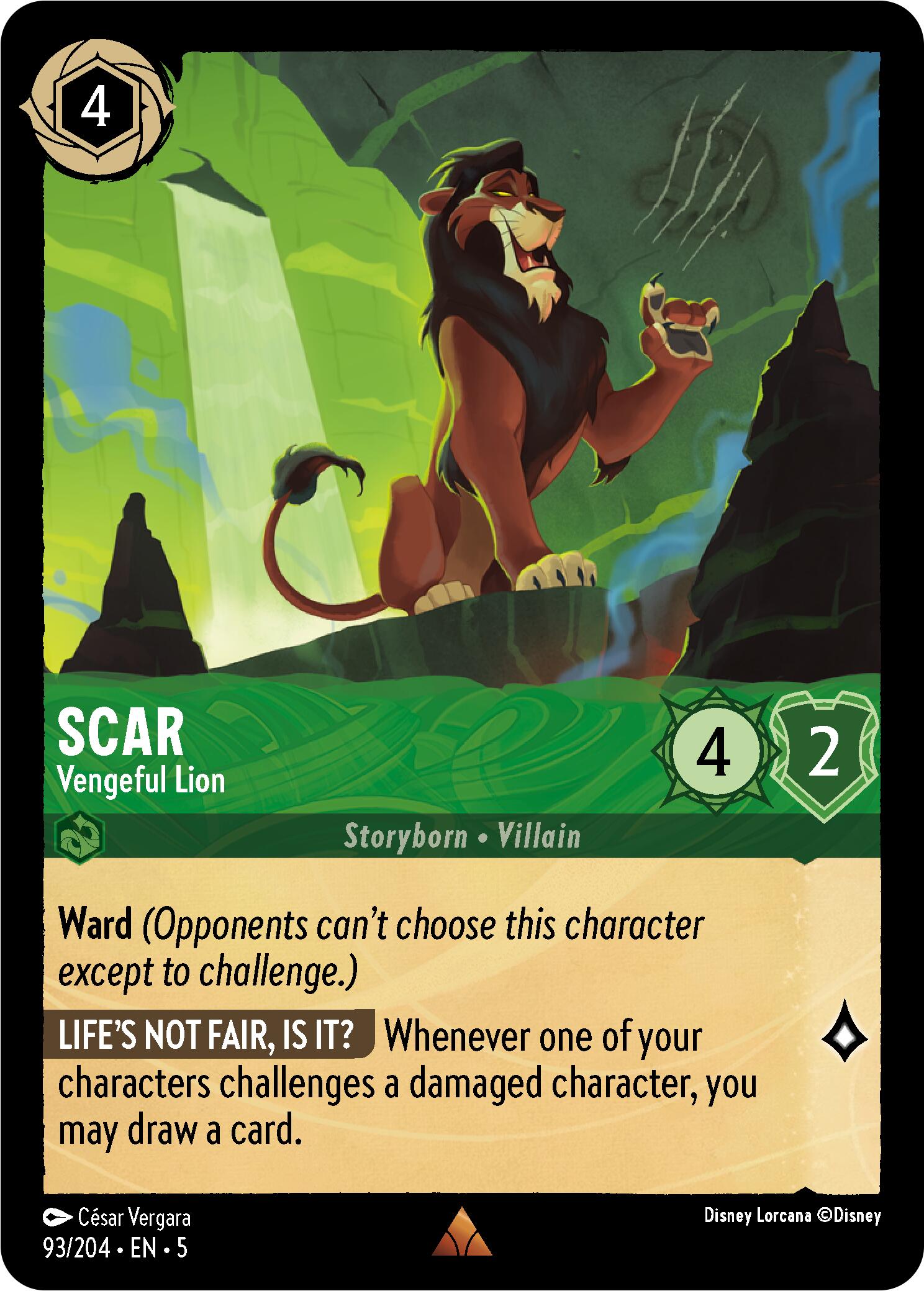 Scar - Vengeful Lion (93/204) [Shimmering Skies] - Disney - Card Brawlers | Quebec | Canada |