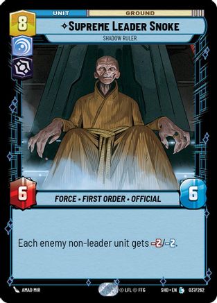 Supreme Leader Snoke - Shadow Ruler (037/262) (037/262) [Shadows of the Galaxy] - Fantasy Flight Games - Card Brawlers | Quebec | Canada |