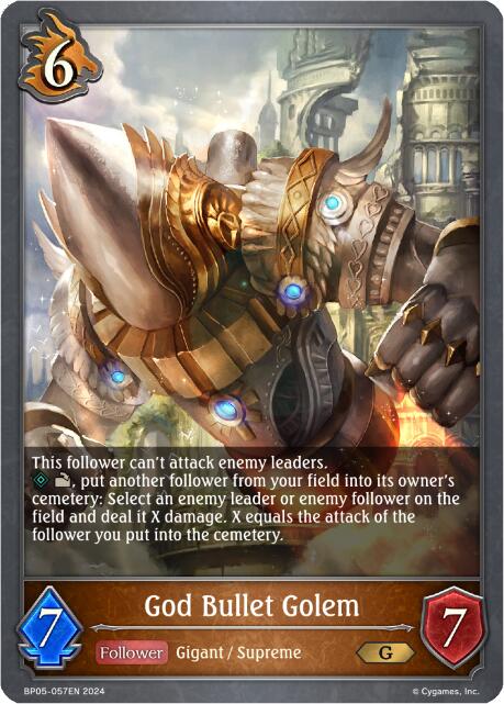 God Bullet Golem (BP05-057EN) [Omens Eternal] - Bushiroad - Card Brawlers | Quebec | Canada |