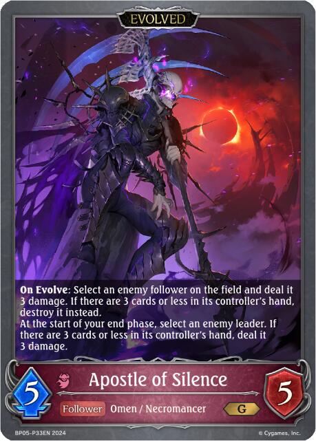 Apostle of Silence (Evolved) - P33EN (Foil) (BP05-P33EN) [Omens Eternal] - Bushiroad - Card Brawlers | Quebec | Canada |