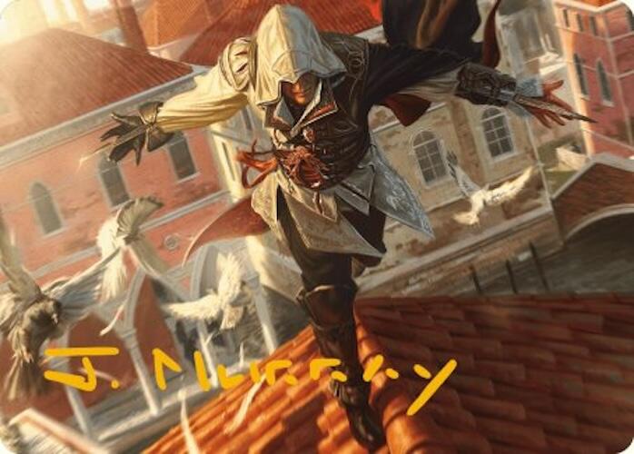 Ezio, Blade of Vengeance Art Card (Gold-Stamped Signature) [Assassin's Creed Art Series] - Magic: The Gathering - Card Brawlers | Quebec | Canada |
