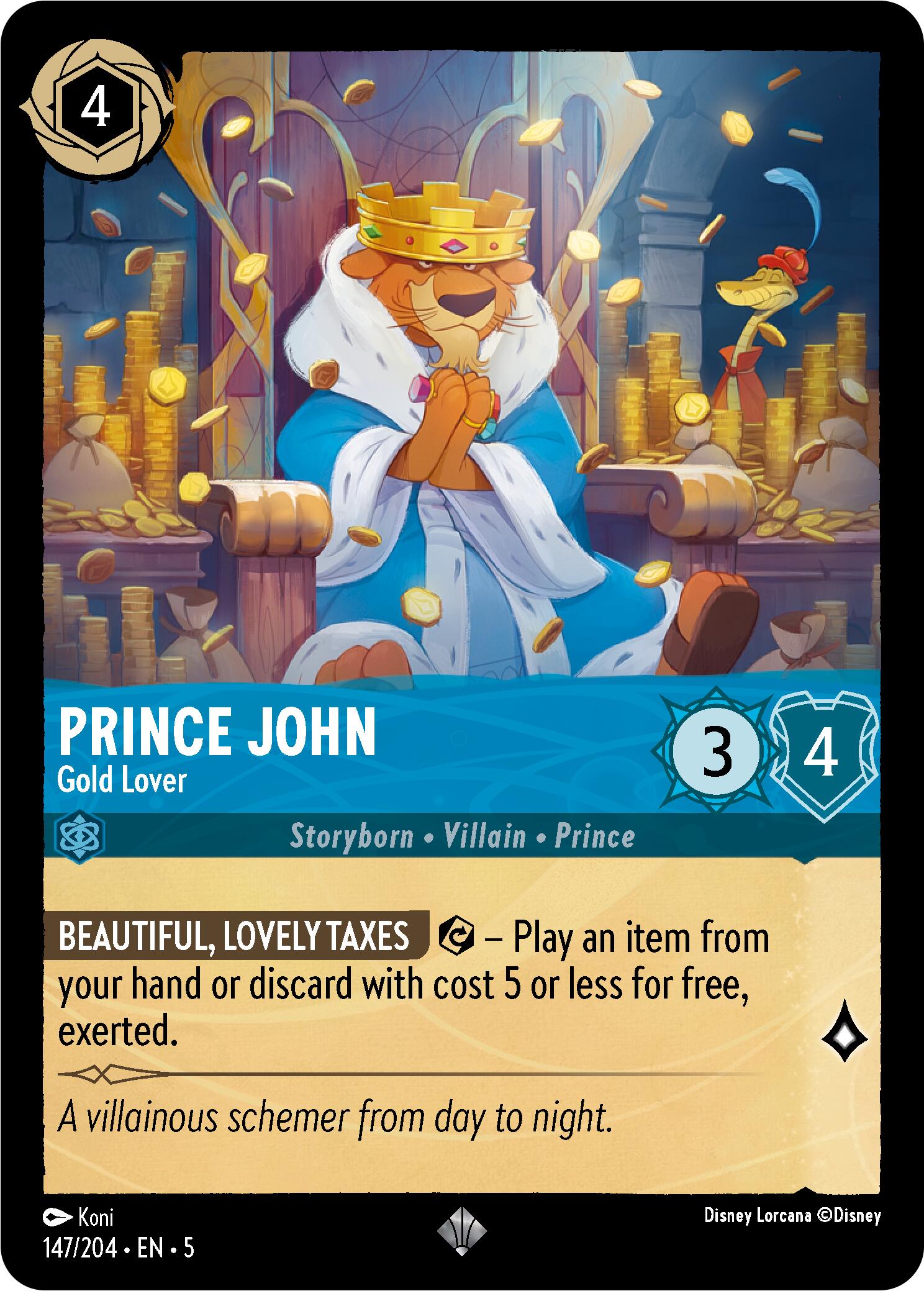 Prince John - Gold Lover (147/204) [Shimmering Skies] - Disney - Card Brawlers | Quebec | Canada |