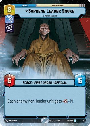 Supreme Leader Snoke - Shadow Ruler (314) (Hyperspace) (314) [Shadows of the Galaxy] - Fantasy Flight Games - Card Brawlers | Quebec | Canada |