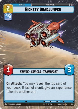 Rickety Quadjumper (332) (Hyperspace) (332) [Shadows of the Galaxy] - Fantasy Flight Games - Card Brawlers | Quebec | Canada |