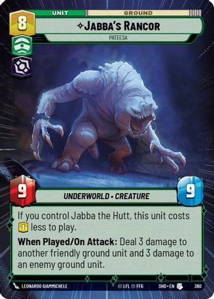 Jabba's Rancor - Pateesa (360) (Hyperspace) (360) [Shadows of the Galaxy] - Fantasy Flight Games - Card Brawlers | Quebec | Canada |