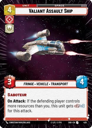 Valiant Assault Ship (420) (Hyperspace) (420) [Shadows of the Galaxy] - Fantasy Flight Games - Card Brawlers | Quebec | Canada |