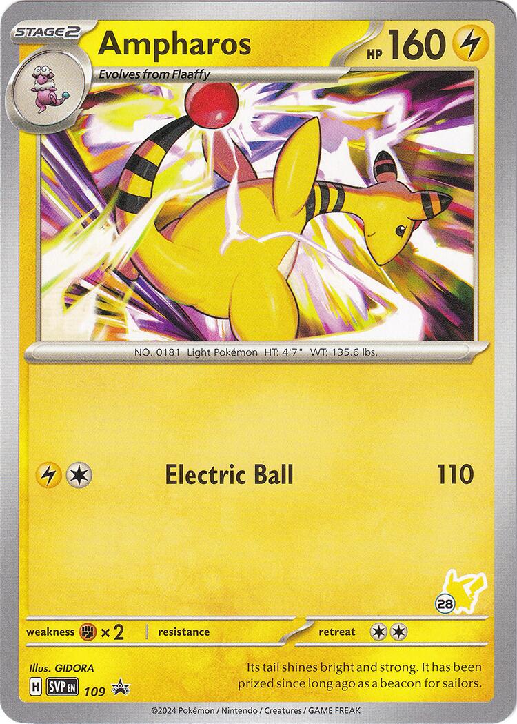 Ampharos (109) (Pikachu Stamp #28) [Battle Academy 2024] - Pokémon - Card Brawlers | Quebec | Canada |