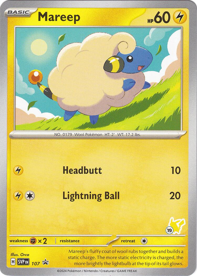 Mareep (107) (Pikachu Stamp #19) [Battle Academy 2024] - Pokémon - Card Brawlers | Quebec | Canada |