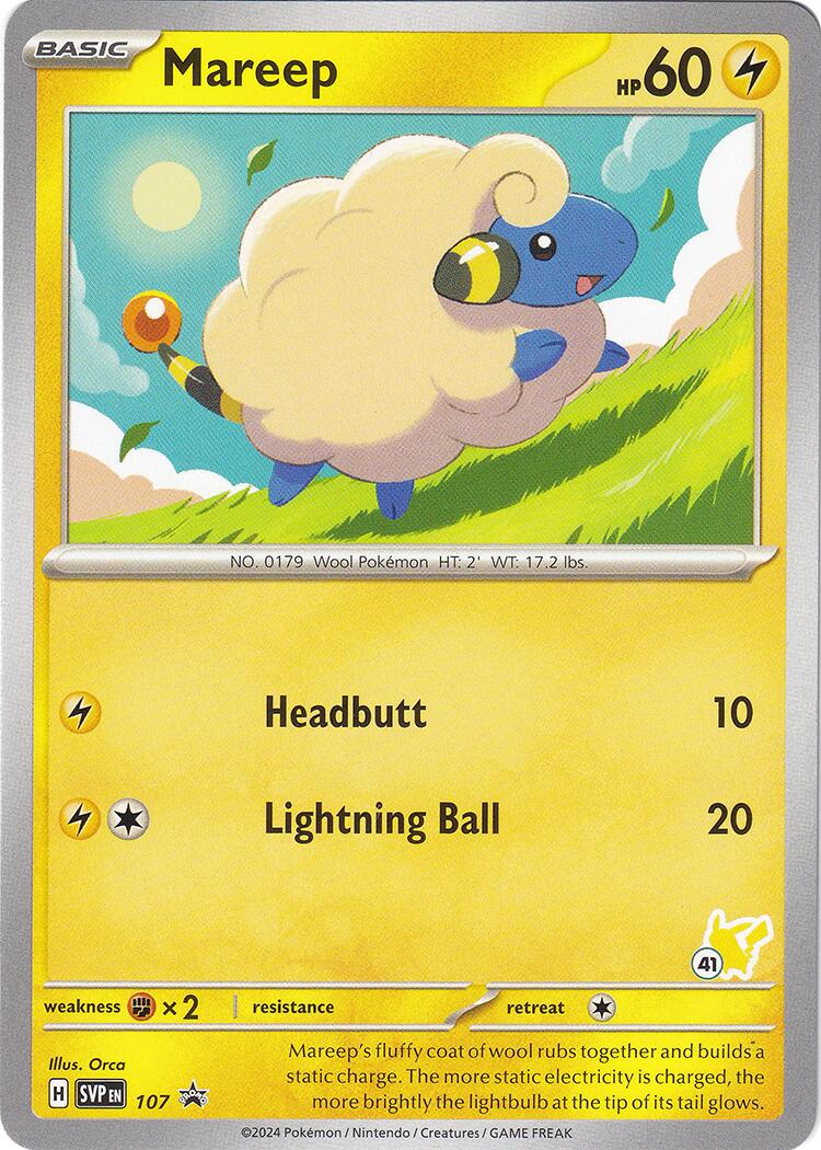 Mareep (107) (Pikachu Stamp #41) [Battle Academy 2024] - Pokémon - Card Brawlers | Quebec | Canada |