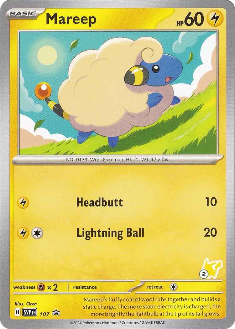 Mareep (107) (Pikachu Stamp #2) [Battle Academy 2024] - Pokémon - Card Brawlers | Quebec | Canada |