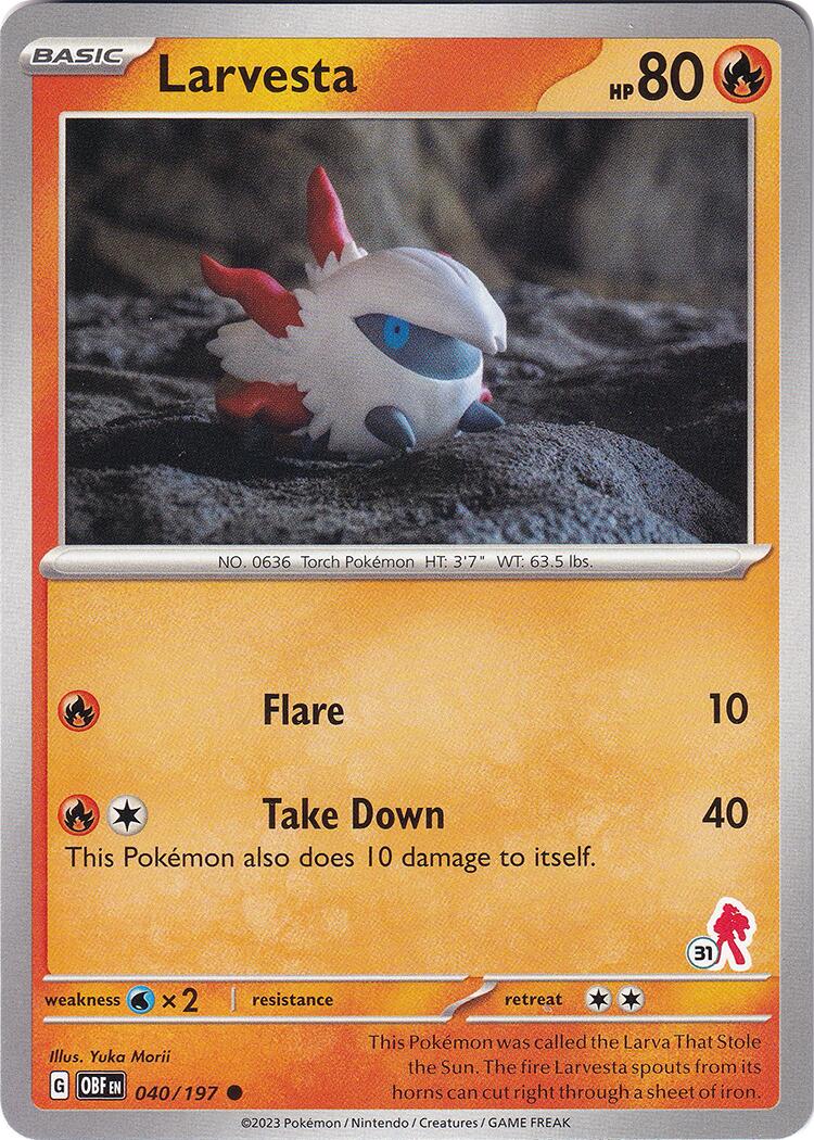 Larvesta (040/197) (Armarouge Stamp #31) [Battle Academy 2024] - Pokémon - Card Brawlers | Quebec | Canada |