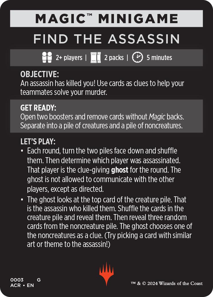 Find The Assassin (Magic Minigame) [Assassin's Creed Minigame] - Magic: The Gathering - Card Brawlers | Quebec | Canada |