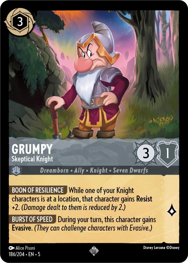 Grumpy - Skeptical Knight (186/204) [Shimmering Skies] - Disney - Card Brawlers | Quebec | Canada |