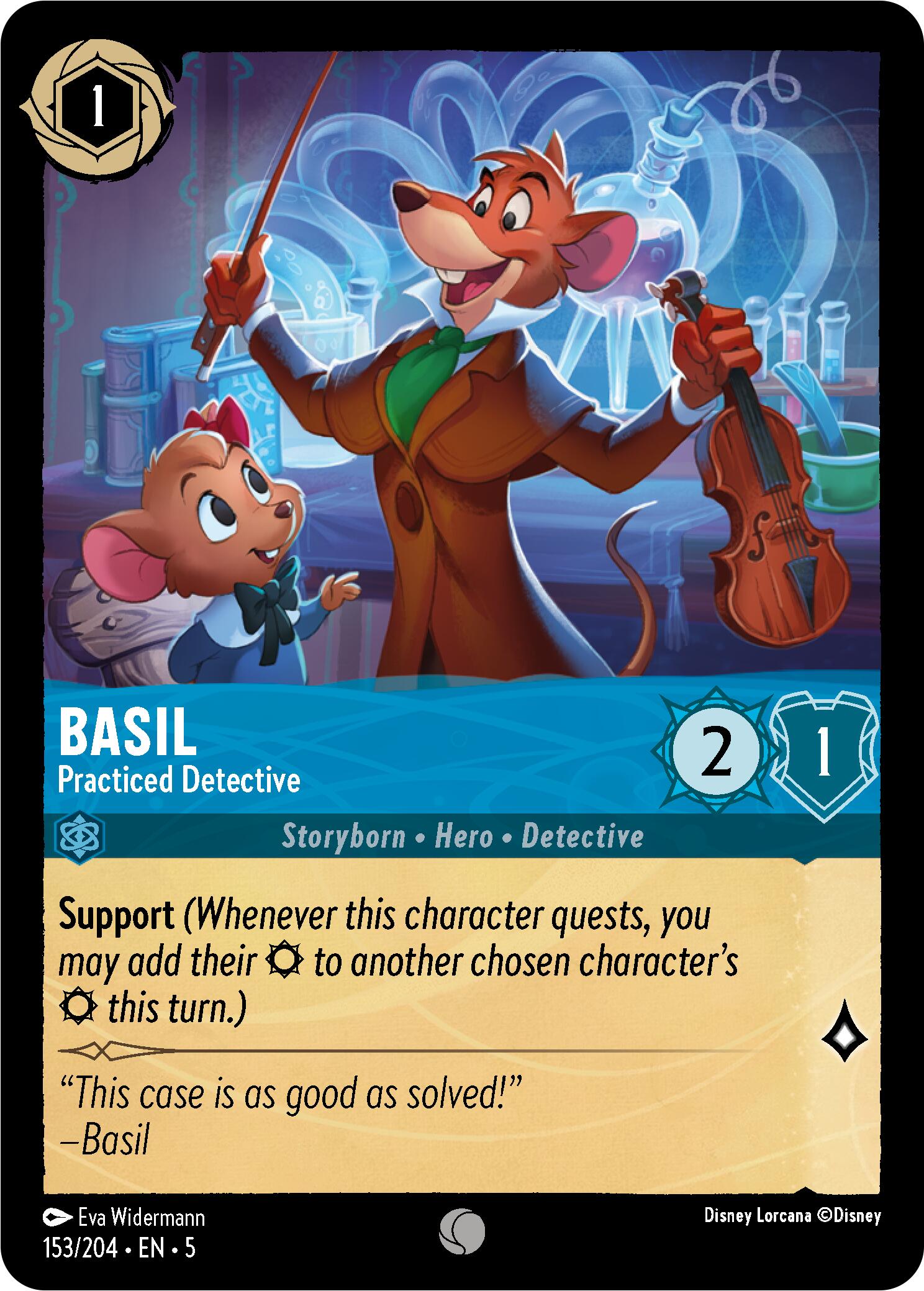 Basil - Practiced Detective (153/204) [Shimmering Skies] - Disney - Card Brawlers | Quebec | Canada |
