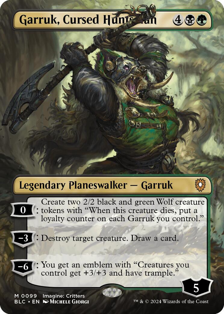 Garruk, Cursed Huntsman (Borderless) [Bloomburrow Commander] - Magic: The Gathering - Card Brawlers | Quebec | Canada |